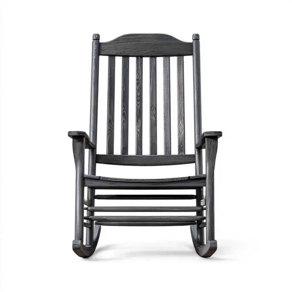 Fotel bujany ogrodowy, Czarny fotel rockera na zewnątrz w HDPE, wysoki oparcie, 66 x 86 x 118 cm