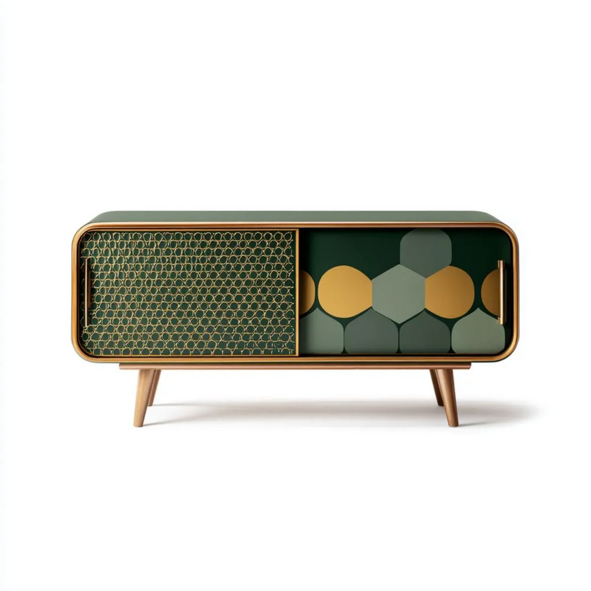 Witryna, Prostokątne drzwi prostokątne boczne z ciemnozielonym MDF panele 120 x 40 x 75 cm