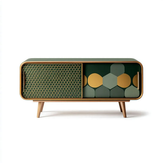 Witryna, Prostokątne drzwi prostokątne boczne z ciemnozielonym MDF panele 120 x 40 x 75 cm