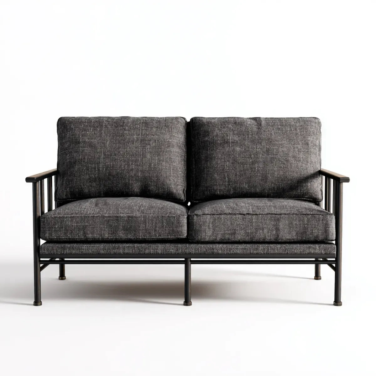 sofa 2-osobowa antracyt 140 x 80 x 78 cm z tapicerką poliestrową stalową ramka prostokątna