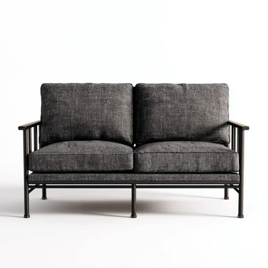 sofa 2-osobowa antracyt 140 x 80 x 78 cm z tapicerką poliestrową stalową ramka prostokątna