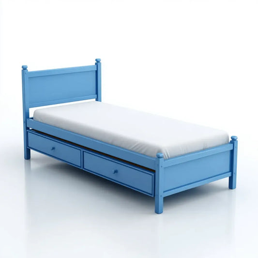 Łóżko pojedyncze dla dzieci niebieski 90 x 190 cm w litym drewnie z 2 szufladami