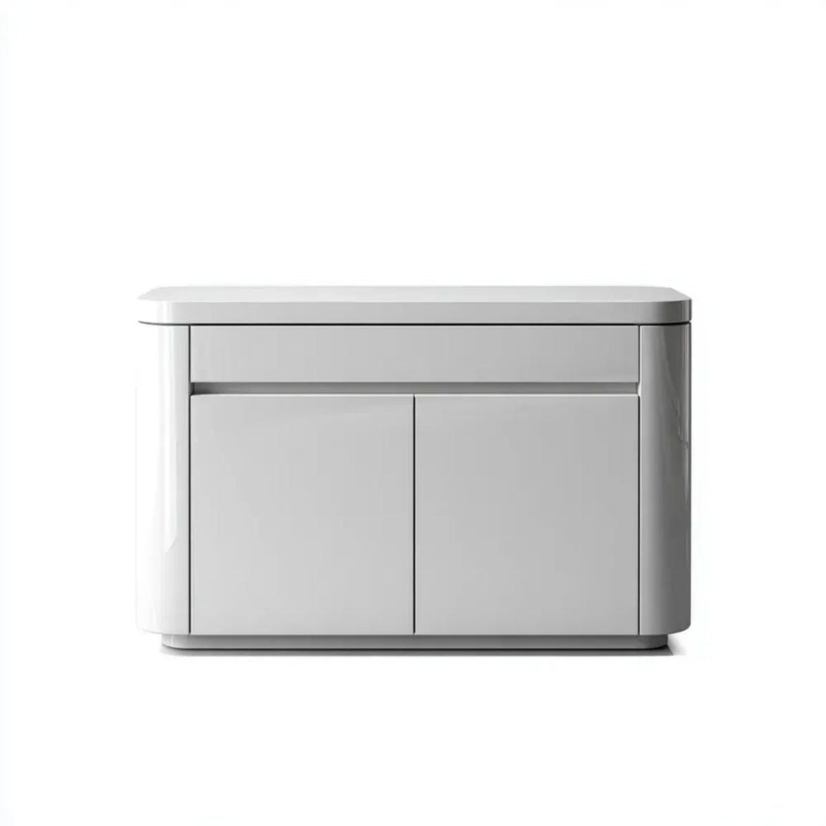 Kredens, Szary prostokątny bufet w MDF lakierowany 120 x 45 x 85 cm z 2 drzwiami i 1 szufladą