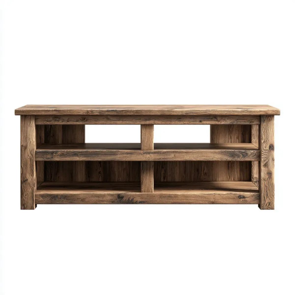Szafka z brązowego drewna TV 140 x 40 x 55 cm z 4 otwartymi przegródkami