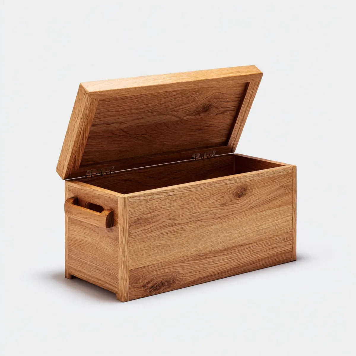 Skrzynia magazynowa z pokrywą naturalną brązową 60 x 35 x 35 cm z litego drewna dębowego prostokątnego