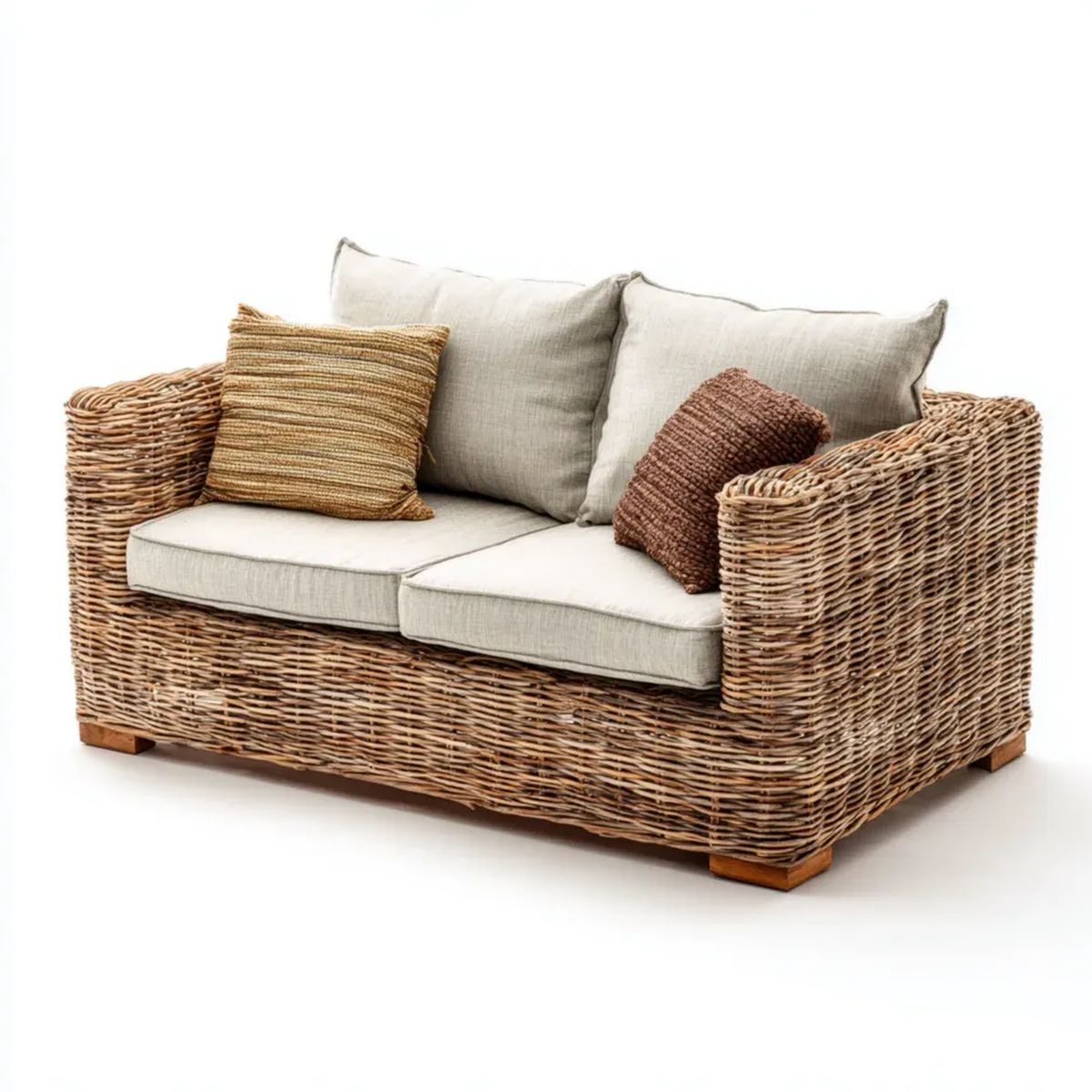 Sofa ogrodowa, Ogród Tapcopc 2 miejsca w Beżowym i Brązowym rattanu, 150 x 85 x 78 cm