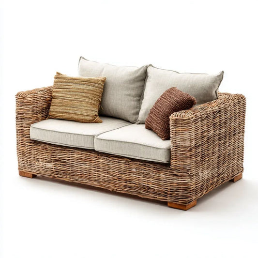 Sofa ogrodowa, Ogród Tapcopc 2 miejsca w Beżowym i Brązowym rattanu, 150 x 85 x 78 cm