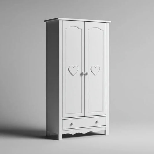Szafa dziecięca, Biała szafa dziecięca 2 drzwi z szufladą 90 x 45 x 180 cm w prostokątnych panelach MDF