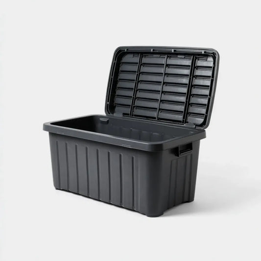 Skrzynia do przechowywania, Skrzynka na listy z pokrywą z zawiasów Czarna 60 L PP Plastikowe prostokątne 60 x 40 x 35 cm
