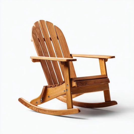 Fotel bujany ogrodowy, Adirondack rocker fotel Belarbrązowy betonowy na zewnątrz Belarlite Belarwood, 96 x 76 x 102 cm