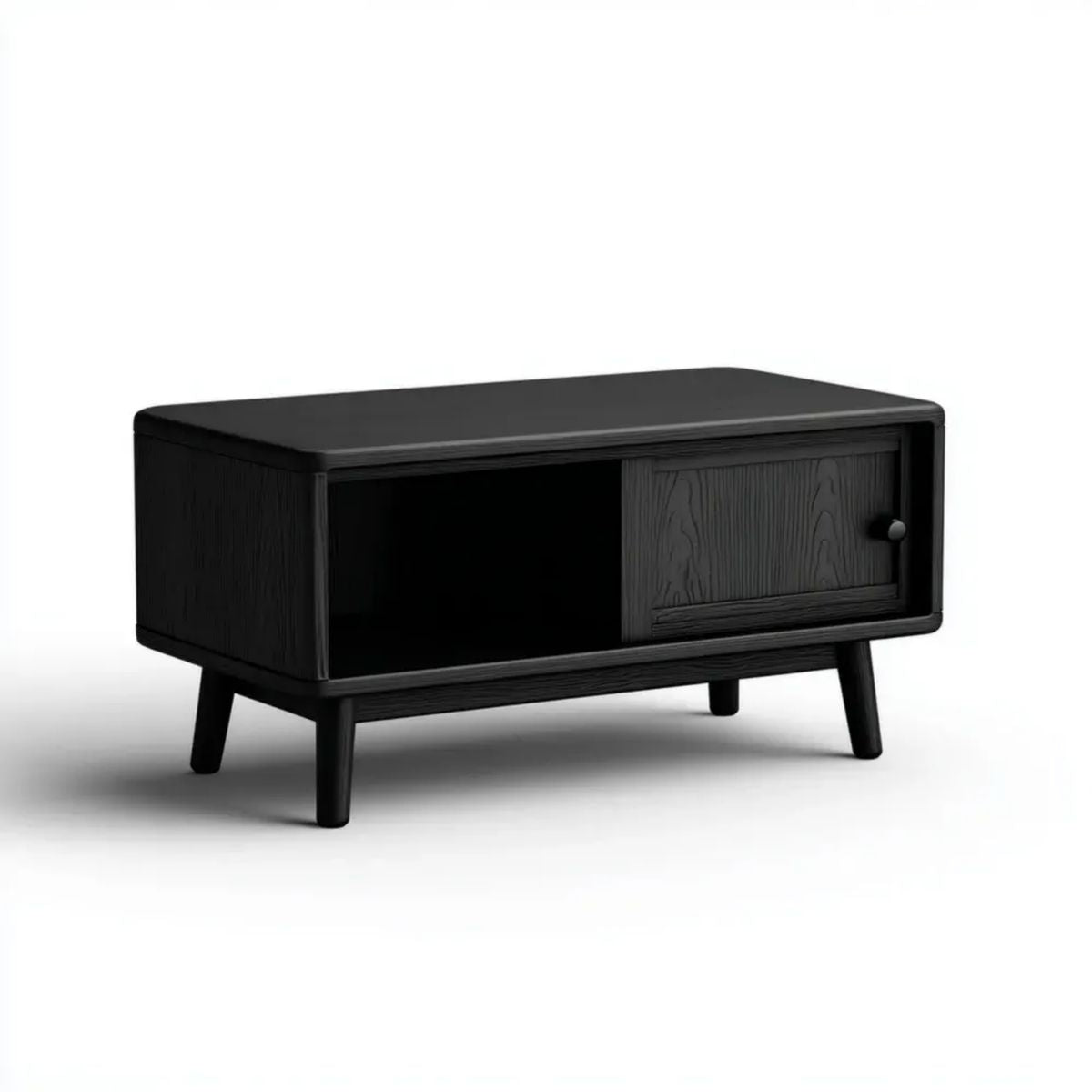 Szafka czarny Bislow TV w MDF Ballicond panele Balliash Fiscoat, Biscoming Door, 100 x 40 x 55 cm